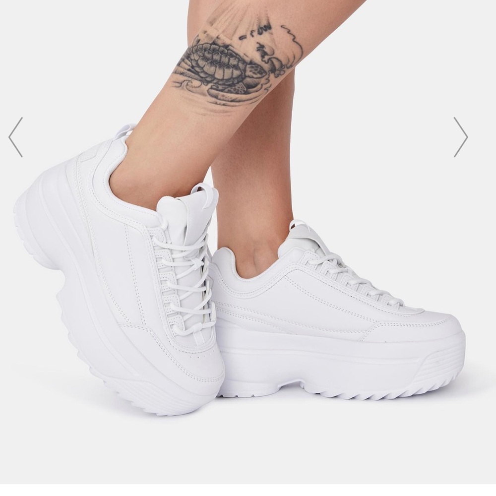 White chunky platform sneakers